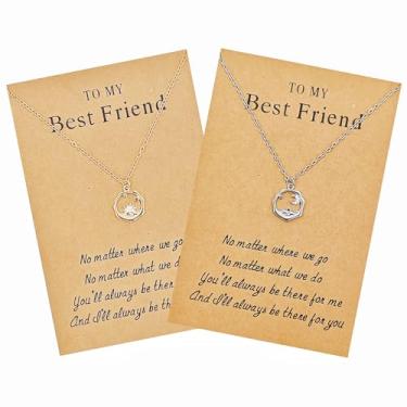 Imagem de Colar de Melhor Amigo para 2, Colar de Amizade Combinando Sol e Lua Presentes para Irmãs BFF, Chain length is 18 inches + 2 inch extension, Aço inoxidável, Sem Pedra Preciosa
