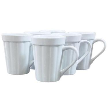 Imagem de Kit Jogo 6 Canecas de Porcelana Branca para Café e Chá - 220ml - Tipo 