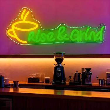 Imagem de Neonawall Neon Sign for Wall Decor Light Up Letters Business Led Sign Birthday Party Gifts Led Decorative Night Signs Room Decor for Coffee Office Gym Fitness Center Grand Opening Gift (Rise Grind)