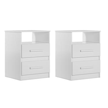 Imagem de Kit 2 Mesas de Cabeceira Ares M07 Flex Branco/Rosa/Azul/Lilás - Mpozenato