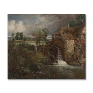 Imagem de NHLDZYH Arte de parede John Constable, (Parham Mill), pôster de pinturas famosas, decoração de parede com impressão de imagem retrô de romantismo. Apenas tela 60 x 72 cm - 23,6 x 28,3 pol