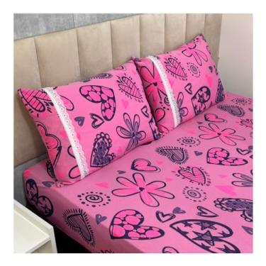 Imagem de Jogo de Lençol de Malha Casal 3 peças Estampado 100% Algodão Elástico Fronha c/Zíper(Modelo - 16)