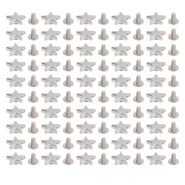 Imagem de Conjunto de parafusos de rebite de couro, 50 peças, pentagrama de 12 mm em formato de estrela com parafusos cruzados de 7 mm para roupas, cintos de couro, bolsas, sapatos, (Prata)
