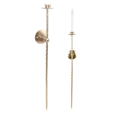 Imagem de Luocute Suporte de Vela de Montagem na Parede, 2 Peças de Arandela de Vela Em Espiral de Metal Com Material de Ferro Resistente Ao Calor, para Decoração de Sala de Estar, Quarto, Sala (GOLD)