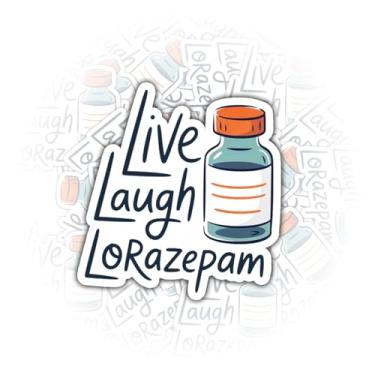 Imagem de (3 peças) Adesivo Live Laugh Lorazepam, adesivo de vinil engraçado com citação de medicamentos para saúde mental para garrafa de água, skate, scrapbook, notebook, decalque, presentes para terapeutas