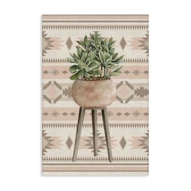 Imagem de Stupell Industries Arte de parede em tela de planta verde plantador asteca, design por Cindy Jacobs, 91 x 61 cm