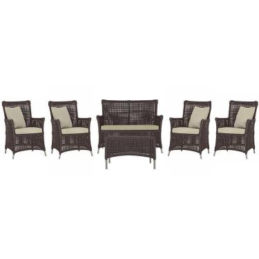 Imagem de Jogo Sofá 4 Poltronas E Mesa Igapó Fendi E7 Trama Original Marrom