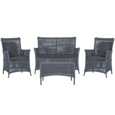 Imagem de Jogo Sofá 2 Poltronas E Mesa Igapó Marrom E11 Trama Original Prata