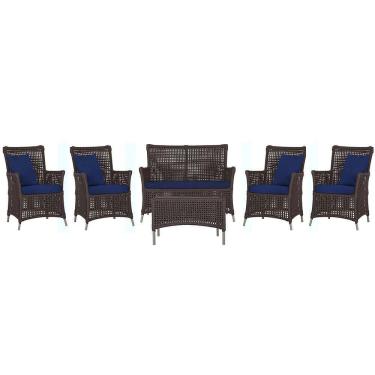 Imagem de Jogo Sofá 4 Poltronas E Mesa Igapó Fendi E10 Trama Original Marrom