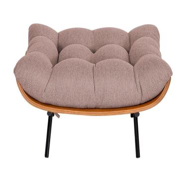 Imagem de Puff Decorativo Costela Base Fixa Linho Rosê