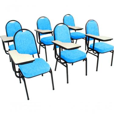 Imagem de Kit Com 6 Cadeiras Para Auditórios Linha Hotel Azul