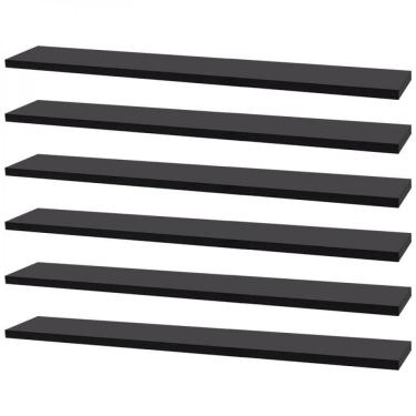 Imagem de Kit 6 Prateleiras 50 X 20cm Preta Suporte Invisível