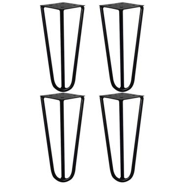 Imagem de Kit 4 Pés De Metal 15 Cm Legs Mesas De Centro Puffs Preto