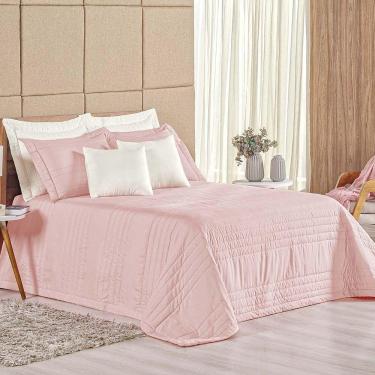 Imagem de Kit Cobre Leito Colcha Dobby King 3 Peças Matelado 180 Fios - Rosê