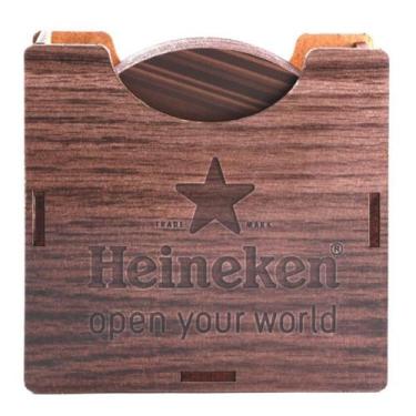 Imagem de Porta Copo de Madeira MDF 6 Peças 9cm Apoio de Copo Estojo Cerveja - L