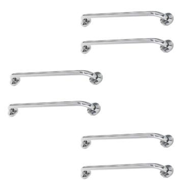 Imagem de Alça De Apoio Barra Inox 60cm Kit 6 Unidades Segurança Acessibilidade Idoso Gestante Cadeirante Banheiro Corrimao Suporte