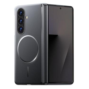 Imagem de LYJSMGZ Capa magnética para Samsung Galaxy Z Fold 7, capa protetora fina para celular com dobradiça, capa militar à prova de choque, suporta carregamento sem fio, preta, Z Fold 7