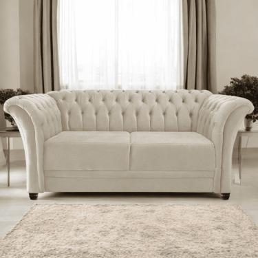 Imagem de Sofá Recamier Divã Chesterfield 200cm Sofia Linho Bege Capitonê- Mabe Magazine