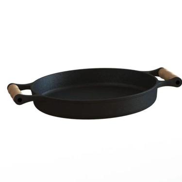 Imagem de Frigideira Ferro Fundido Sem Tampa e Alças de Madeira 28Cm