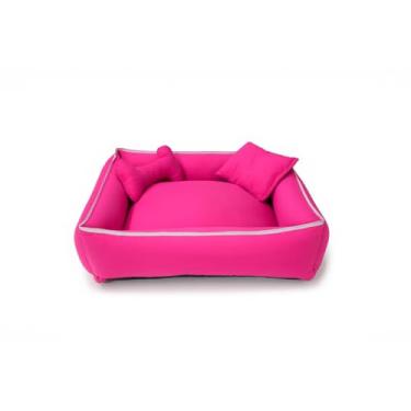 Imagem de Cama Pet 60x60 Caminha Para Cachorro/Gato Tamanho Médio/Grande Com Zíper 100% Lavável Super Macia(Pink viés branco)