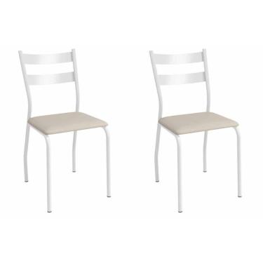 Imagem de Kit 2 Cadeiras De Cozinha Bali 2c141br Aço 2 Un Branco-corano Bege - Kappesberg