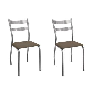 Imagem de Cadeira Sala De Jantar Bali 2c141cr Aço Kit 2 Un Cromado-suede Cappuccino - Kappesberg