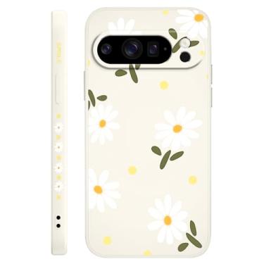 Imagem de LEECG Capa para Google Pixel 10 Pro XL, design de flor de silicone líquido fino para Pixel 10 Pro XL 6,8 polegadas, margarida branca