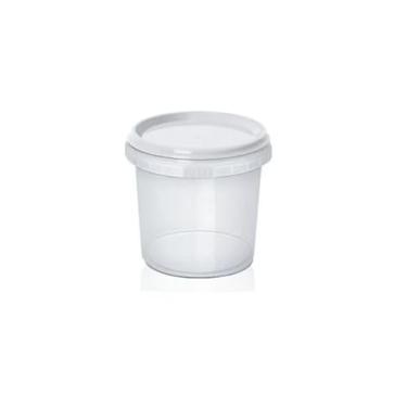 Imagem de Pote Plástico Redondo 500ml Crystal Com Tampa Lacre Plastilânia Pacote 10 Unidades