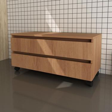 Imagem de Gabinete Banheiro 2 Gavetas 80Cm Amêndoa
