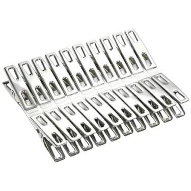 Imagem de Prendedores Inox e Colorido 20 40 60 Unidades Roupa e Uso Geral(20 UNID INOX)