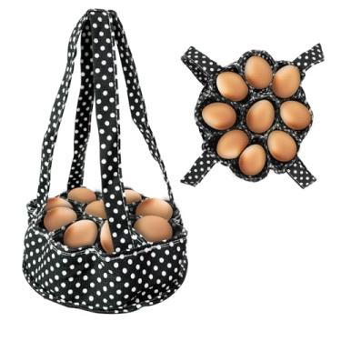 Imagem de Bolsa para cesta de ovos, mini bolsa de coleta de ovos com 9 bolsas para Páscoa, fazenda, galinha, galinha, pato, ganso, dona de casa, jardim, transporte, armazenamento para coleção de ovos - (mancha