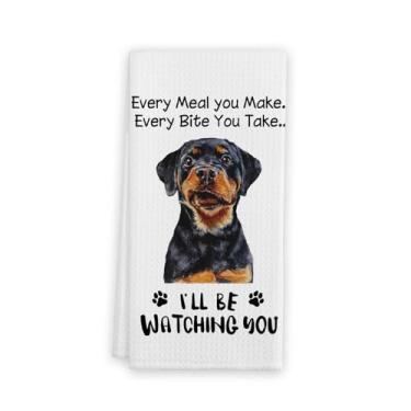 Imagem de TFKFJLF Toalhas de mão engraçadas Rottweiler para cozinha, presentes para amantes de cães para mulheres, todas as refeições que você faz cada mordida que você dá decorações e acessórios de banho, 40,6