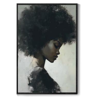Imagem de Arte de parede em tela feminina afro-americana com imagens de meninas negras pôster de beleza afro-americana arte de mulher negra arte de parede cabeça de mulher afro-menina imagens decoração sala de