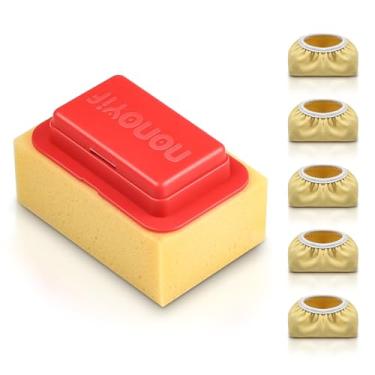 Imagem de Cabeça de substituição de escova de grelha, para escova de grelha nonoYif sem cerdas, 1 cabeça de esponja + 5 refis de almofada de limpeza, fácil de limpar e substituir