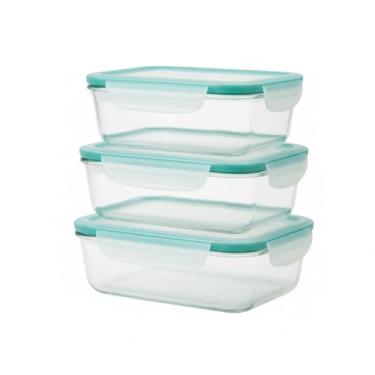 Imagem de Kit 3 Potes Herméticos com Trava 640 ml Vidro Temperado, Tampa com Fechamento 4 Travas, Livre de BPA, Ideal para Marmitas, Armazenamento Fitness