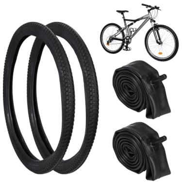Imagem de Beach Cruiser & Bike Replacement Av Pneus de bicicleta com válvula de 32 mm, tubos de praia resistentes a perfurações e Cruiser tubos de 66 cm x 4,8 cm - 5,4 cm, 2 peças de pneus de bicicleta de 66 cm