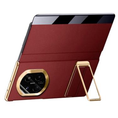 Imagem de FWYANZH Capa flip de couro para Huawei Mate X7, capa invisível com suporte para pulseira com janela lateral inteligente, fecho magnético, tudo incluído, capa à prova de choque, vermelha, Mate X7