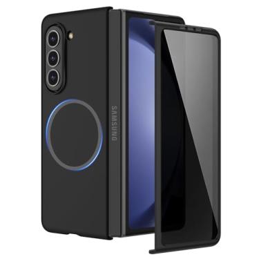 Imagem de Ruky Capa magnética para Z Fold 5, com protetor de tela de privacidade, capa Z Fold 5 [compatível com MagSafe], capa protetora fina para celular para Samsung Galaxy Z Fold 5 5G, preta