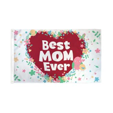 Imagem de AZ FLAG - Bandeira Happy Mothers Day Best Mom Ever - 9,5 x 1,5 m - Banner de poliéster 100D para o Dia das Mães com dois ilhós metálicos - Resistente ao desbotamento - Cores vivas - 9,5 m x 1,5 m