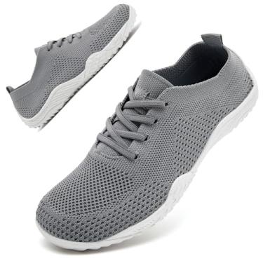Imagem de VXGGVX Tênis feminino minimalista Zero Drop sem cadarço, leve, confortável para academia, corrida, trilha, treino, caminhada, Cinza-claro, 38
