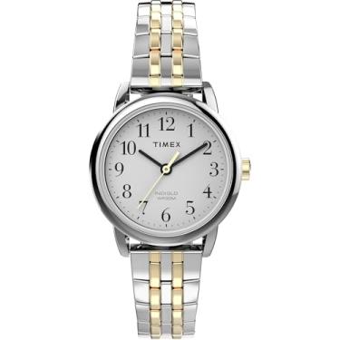 Imagem de Timex Relógio feminino T2P298 Easy Reader 25 mm com pulseira de expansão de aço inoxidável de dois tons, Expansão em dois tons, 25 mm, Movimento de quartzo