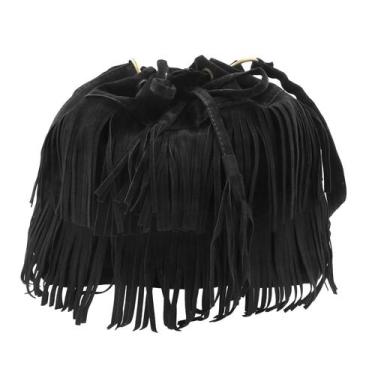 Imagem de Bolsa de ombro MOSSTYUS Fringe Hobo Purse  preta