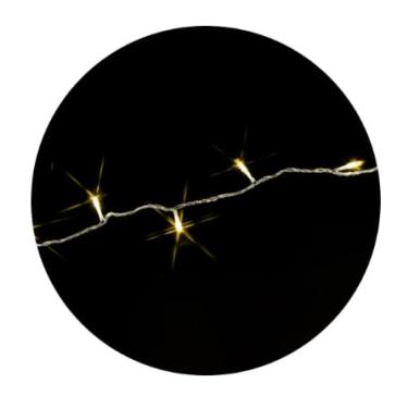 Imagem de Pisca de LED 50 Luzes 5M a Pilha – Cordão Decorativo Portátil Gota, Para Natal, Festas, Casamentos, e Ambientes Internos – Branco Quente