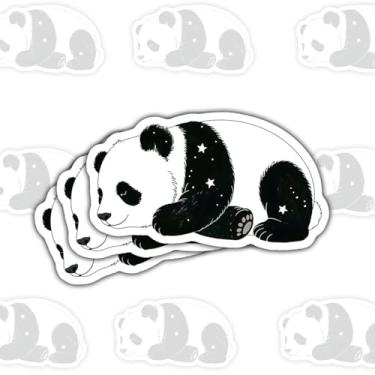 Imagem de 3 adesivos de galáxia panda, adesivos de vinil de animais fofos para laptop, caderno, diário, garrafa hidráulica, tablet, garrafa de água, para-choque de carro, presente para adolescentes, estudantes