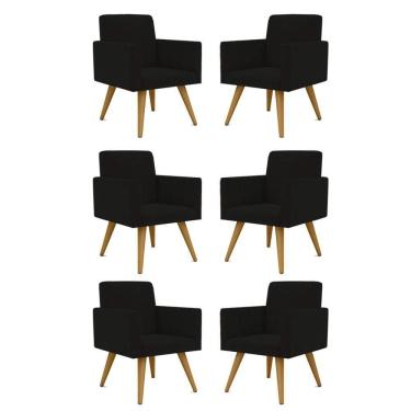Imagem de Kit 06 Cadeiras Poltronas Decorativa - Escritório - Recepção Cor:preto