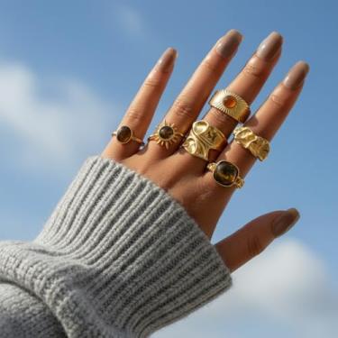 Imagem de 6 peças elegante retrô anel dobrável unissex para homens e mulheres joias finas vida diária namoro decoração para festa de formatura