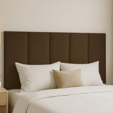 Imagem de Cabeceira Estofada Adesiva 45x20 Kit Modular para Cama – Painel Decorativo Suede para Quarto(MARROM CAFÉ,20)