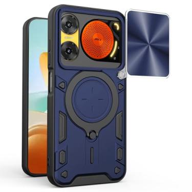 Imagem de Elubugod Capa compatível com ZTE Nubia Music 2 4G, com capa de lente de câmera deslizante compatível com ZTE Nubia Music 2 4G, capa protetora azul