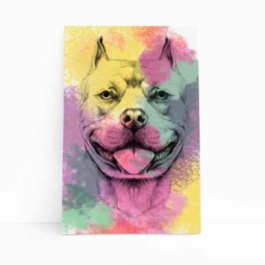 Imagem de Quadro Cachorro Pitbull Tinta Aquarela Canvas 20X30Cm - Plimshop