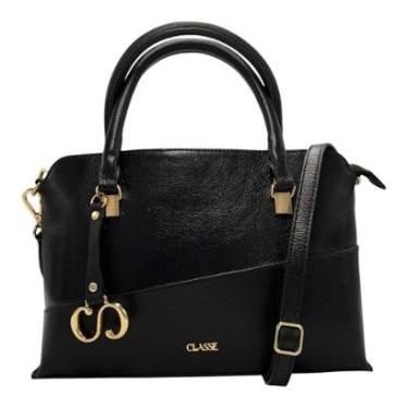 Imagem de Bolsa Classe Feminina Couro Legítimo Tote Bag Clássica 3354 Preto-Feminino